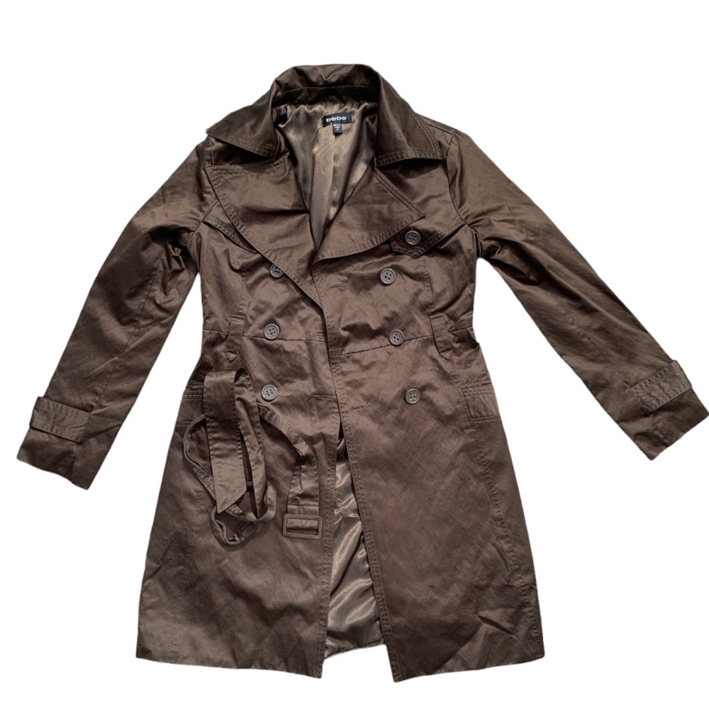 Chocolate brown Bebe satin trench coat